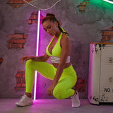 2 Piece Set Women Sportswear Yoga Set Seamless Solid Stripe Gym Clothing 