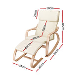 Artiss Wooden Armchair with Foot Stool - Beige