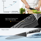 Kitchen Knife 5 7 8 inch 7Cr17 440C Stainless Steel Utility Cleaver Chef Knife Damascus Drawing Meat Santoku Cooking Tool Set