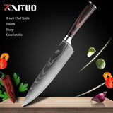 XITUO 8"inch japanese kitchen knives Laser Damascus pattern chef knife Sharp Santoku Cleaver Slicing Utility Knives tool EDC New