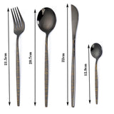 24Pcs 18/10 Stainless Steel Dinnerware Set Black Gold Cutlery