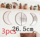 Scandinavian Natural Decor Acrylic Moonphase Mirrors Interior Design Wooden Moon Phase Mirror Bohemian Wall Decoration For Room