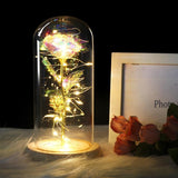 6 Colour Beauty And The Beast Red Rose In A Glass Dome On A Wooden Base For Valentine's Gifts LED Rose Lamps Christmas