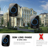 CACAZI Wireless Waterproof Doorbell 300m Range US EU UK AU Plug Home Intelligent Door Bell Chime 1 2 Button 1 2 3 Receiver