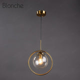 Nordic Glass Ball Pendant Lights Modern Gold Hang Lamp Home Loft Decor Light