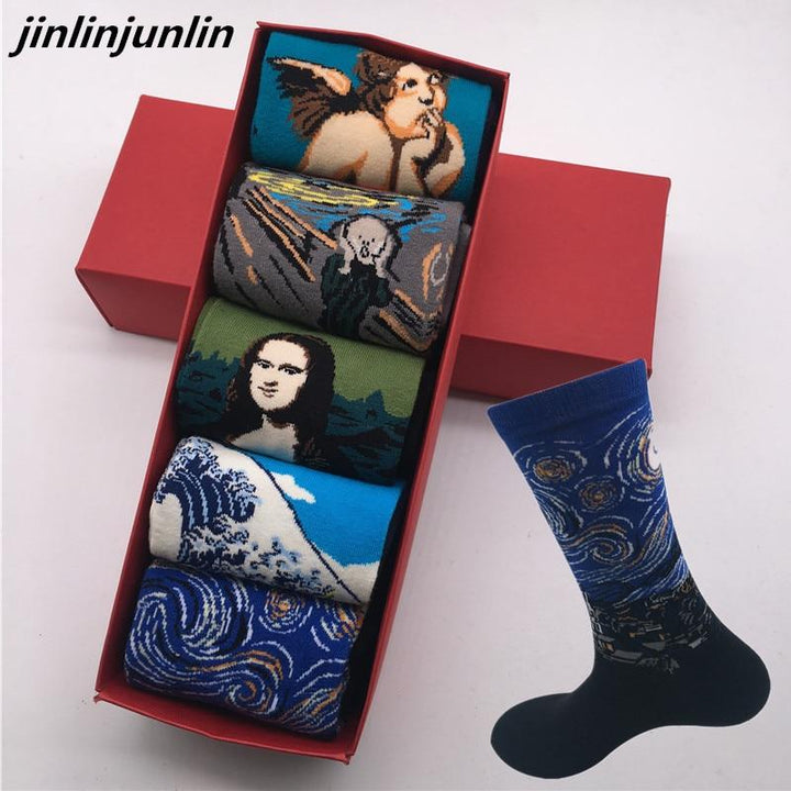 Men's tube Long socks Crazy oil series gift box