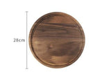Black walnut round pizza chopping board with handle
