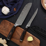 Damascus Pattern Blade Kitchen Knives Set 7cr17 Stainless Steel 
