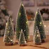 Mini Christmas Tree Pine Needle Flocking Stained White Cedar Desktop Ornaments