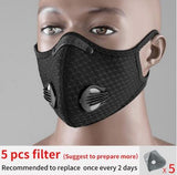 5 filter + 1masks Activated bamboo carbon 5-layer prevention bacterial face Masks Anti-dust Safe PM2.5 protective mask Respirato (1 mask 5 filters)
