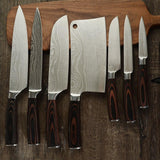 Japanese Kitchen Knife Set Laser Damascus Pattern Stainless Steel Knife Set Kitchen Tools