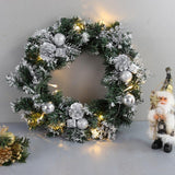 Christmas Wreath With Battery Powered LED Light String Front Door Hanging Garland