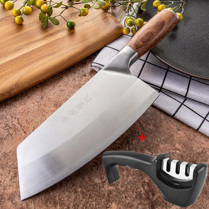 4Cr13 Chef Knife 7 inch Chinese Kitchen Knives Rosewood Cleaver With Knife Sharpener