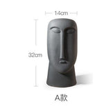 Nordic Ins Minimalist Ceramic Abstract Vase Black and White Human Face Creative Display Room Decorative Figue Head Shape Vase