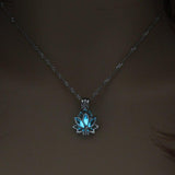 Luminous Shine In The Dark Lotus Flower Pendant Necklace Women Jewelry For Women 