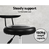 Artiss Set of 2 Salon Stools Saddle Swivel Stool Chair with Back Beauty Hairdressing Black