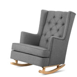 Artiss Rocking Armchair Feeding Chair Linen Fabric Armchairs Lounge Retro Grey