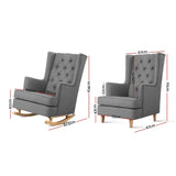 Artiss Rocking Armchair Feeding Chair Linen Fabric Armchairs Lounge Retro Grey