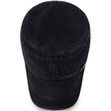 Collrown Mens Washed Cotton Flat Top Hat