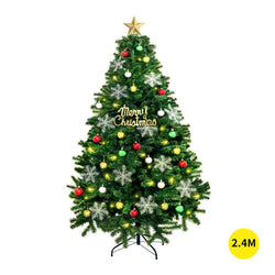 Christmas Tree Kit Xmas Decorations Colorful Plastic Ball Baubles with LED Light 2.4M Type2 - OZ Discount Store